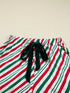 Fashorio Stripe Contrast Velvet Ribbon Knot Christmas 2pcs Pajama Set