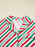 Fashorio Stripe Contrast Velvet Ribbon Knot Christmas 2pcs Pajama Set