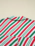 Fashorio Stripe Contrast Velvet Ribbon Knot Christmas 2pcs Pajama Set