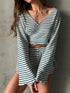 Fashorio Stripe / S Striped Long Sleeve Top and Shorts Set
