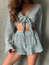 Fashorio Striped Long Sleeve Top and Shorts Set