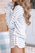 Fashorio Striped Round Neck Top and Drawstring Shorts Lounge Set