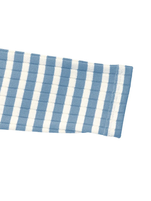 Fashorio Striped Square Neck Long Sleeve Top and Pants Lounge Set