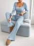 Fashorio Striped Square Neck Long Sleeve Top and Pants Lounge Set