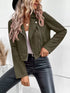 Suede Moto Jacket with Zip Detail - Fashorio
