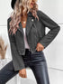Suede Moto Jacket with Zip Detail - Fashorio