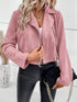 Suede Moto Jacket with Zip Detail - Fashorio