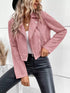 Suede Moto Jacket with Zip Detail - Fashorio