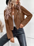 Suede Moto Jacket with Zip Detail - Fashorio