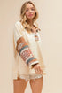 BiBi French Terry Knit and Aztec Print Mixed Top - Fashorio