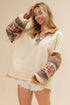 BiBi French Terry Knit and Aztec Print Mixed Top - Fashorio