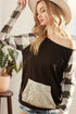 BiBi French Terry Top with Sequins Kangaroo Pocket - Fashorio