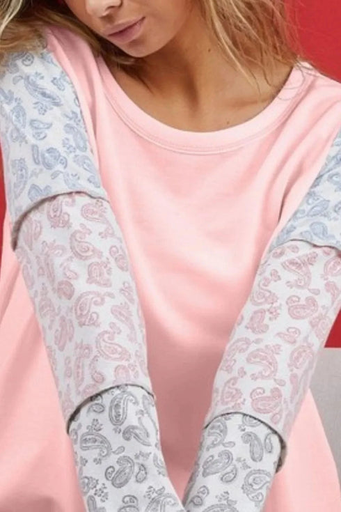 BiBi French Terry with Paisley Triblend Color Block - Fashorio