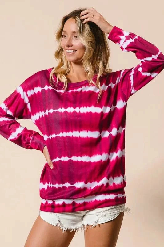 BiBi Tie Dye Print Terry Sweatshirt - Fashorio