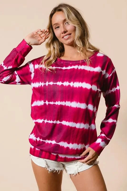 BiBi Tie Dye Print Terry Sweatshirt - Fashorio