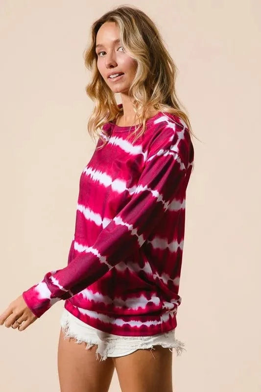 BiBi Tie Dye Print Terry Sweatshirt - Fashorio
