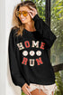 BiBi Baseballs Homerun Patches French Terry Sweatshirt BLACK RED - Fashorio