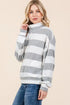 BOMBOM Striped Quarter Zip Drop Shoulder Sweatshirt - Fashorio