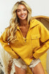BiBi Flap Pockets Fleece Collared Sweatshirt HONEY MUSTARD - Fashorio