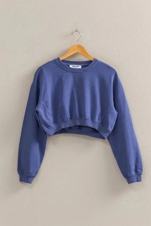 HYFVE Crew Neck Long Sleeve Crop Sweatshirt - Fashorio