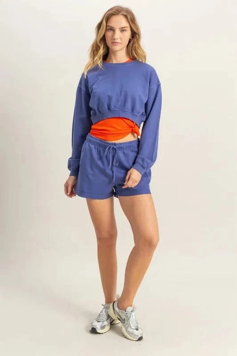 HYFVE Crew Neck Long Sleeve Crop Sweatshirt - Fashorio
