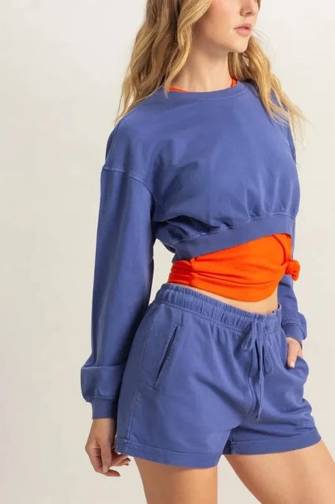 HYFVE Crew Neck Long Sleeve Crop Sweatshirt - Fashorio