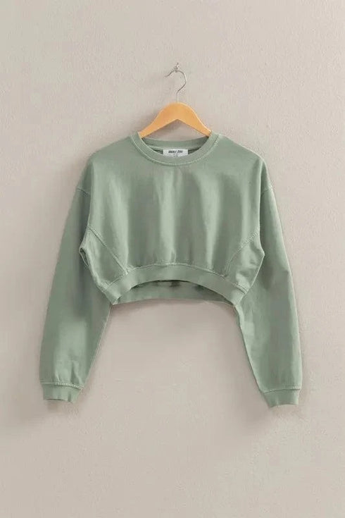 HYFVE Crew Neck Long Sleeve Crop Sweatshirt - Fashorio