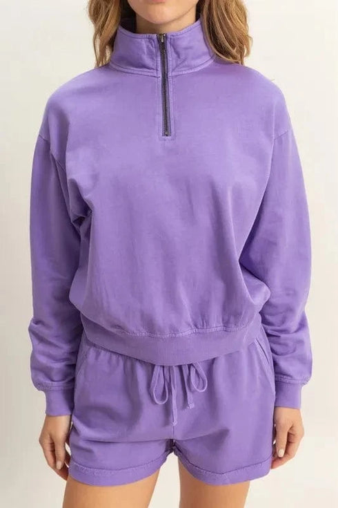 HYFVE Quarter Zip Drop Shoulder Sweatshirt - Fashorio