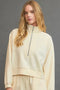Umgee Full Size Half Zip Cropped Sweatshirt Plus Size Pastel Yellow - Fashorio