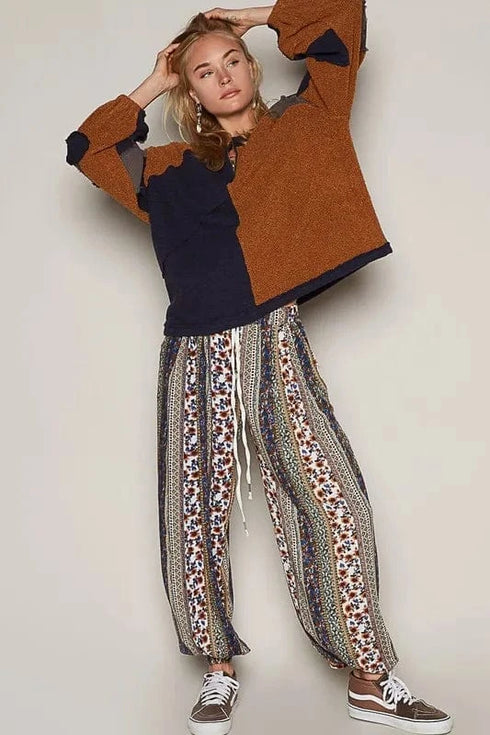 POL Color Block Half Zip Dropped Shoulder Sweatshirt - Fashorio