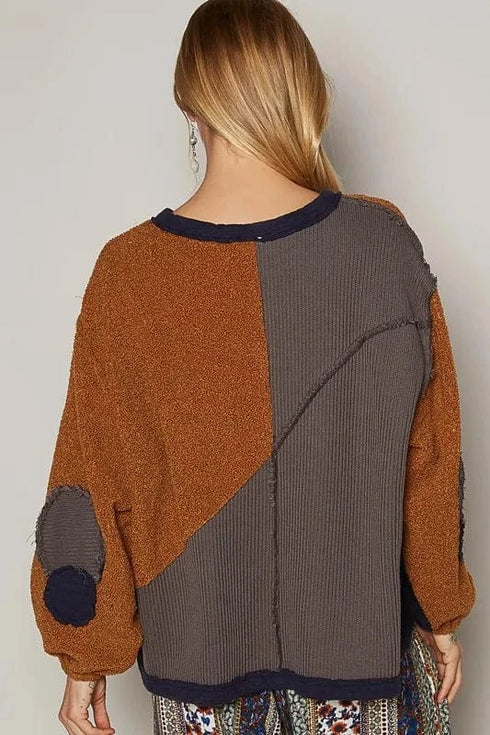 POL Color Block Half Zip Dropped Shoulder Sweatshirt - Fashorio