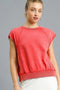 Umgee Round Neck Cap Sleeve Sweatshirt Red - Fashorio
