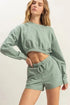 HYFVE Crew Neck Long Sleeve Crop Sweatshirt SAGE GREEN - Fashorio