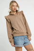 Umgee Cable Knit Textured Pullover with Ruffle Shoulders - Fashorio