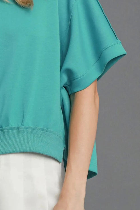 Umgee Full Size Lightweight Cropped Sweatshirt Plus Size - Fashorio