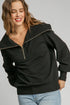 Umgee Full Size Ribbed Knit Half Zipper Sweatshirt Plus Size - Fashorio