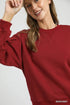 Umgee Round Neck Sweatshirt with Pleated Detail - Fashorio
