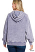 Zenana Acid Wash Fleece Hoodie with Kangaroo Pocket - Fashorio