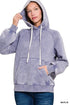 Zenana Acid Wash Fleece Hoodie with Kangaroo Pocket - Fashorio