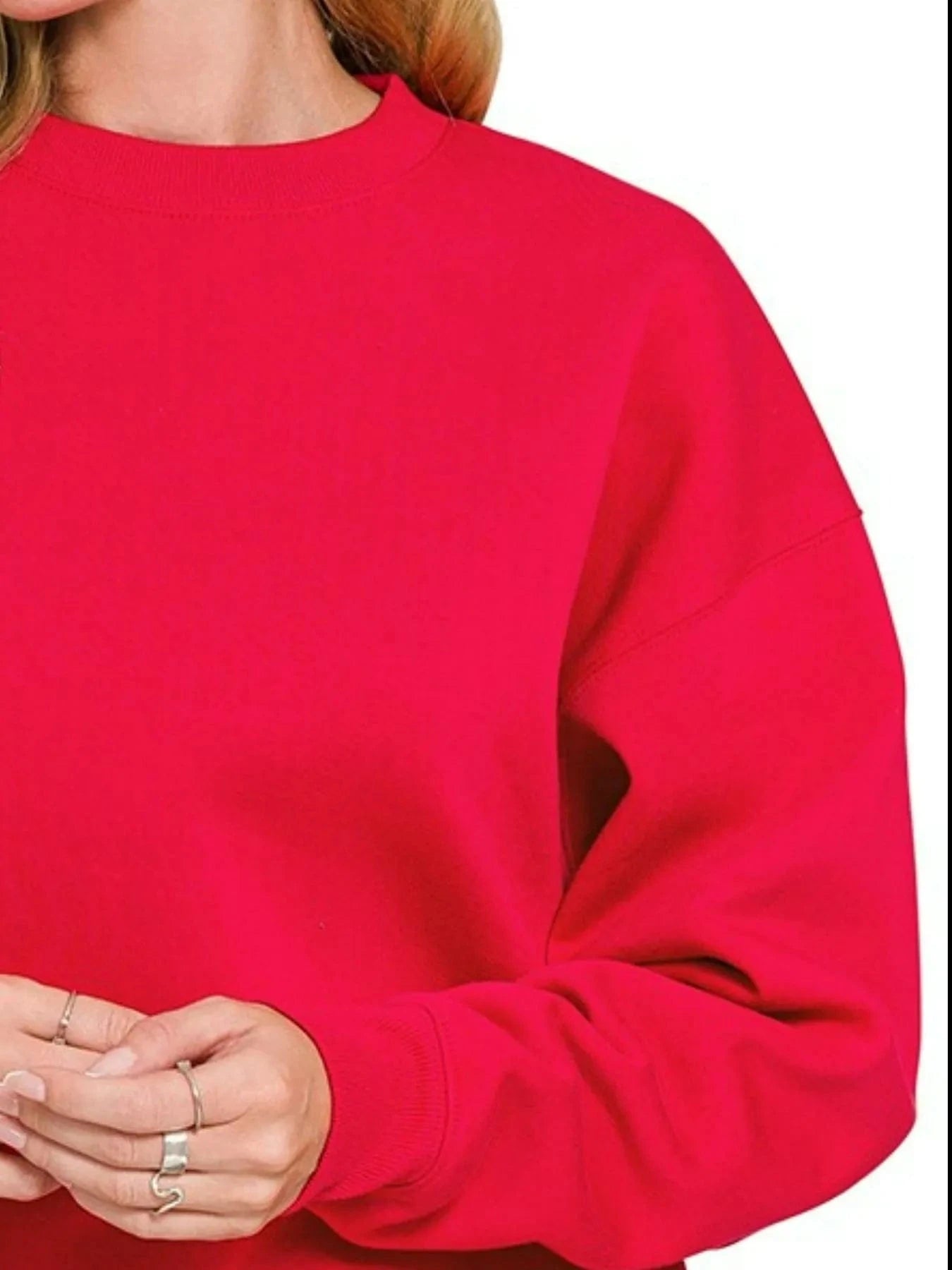 Zenana Fleece Crewneck Long Sleeve Sweatshirt - Fashorio