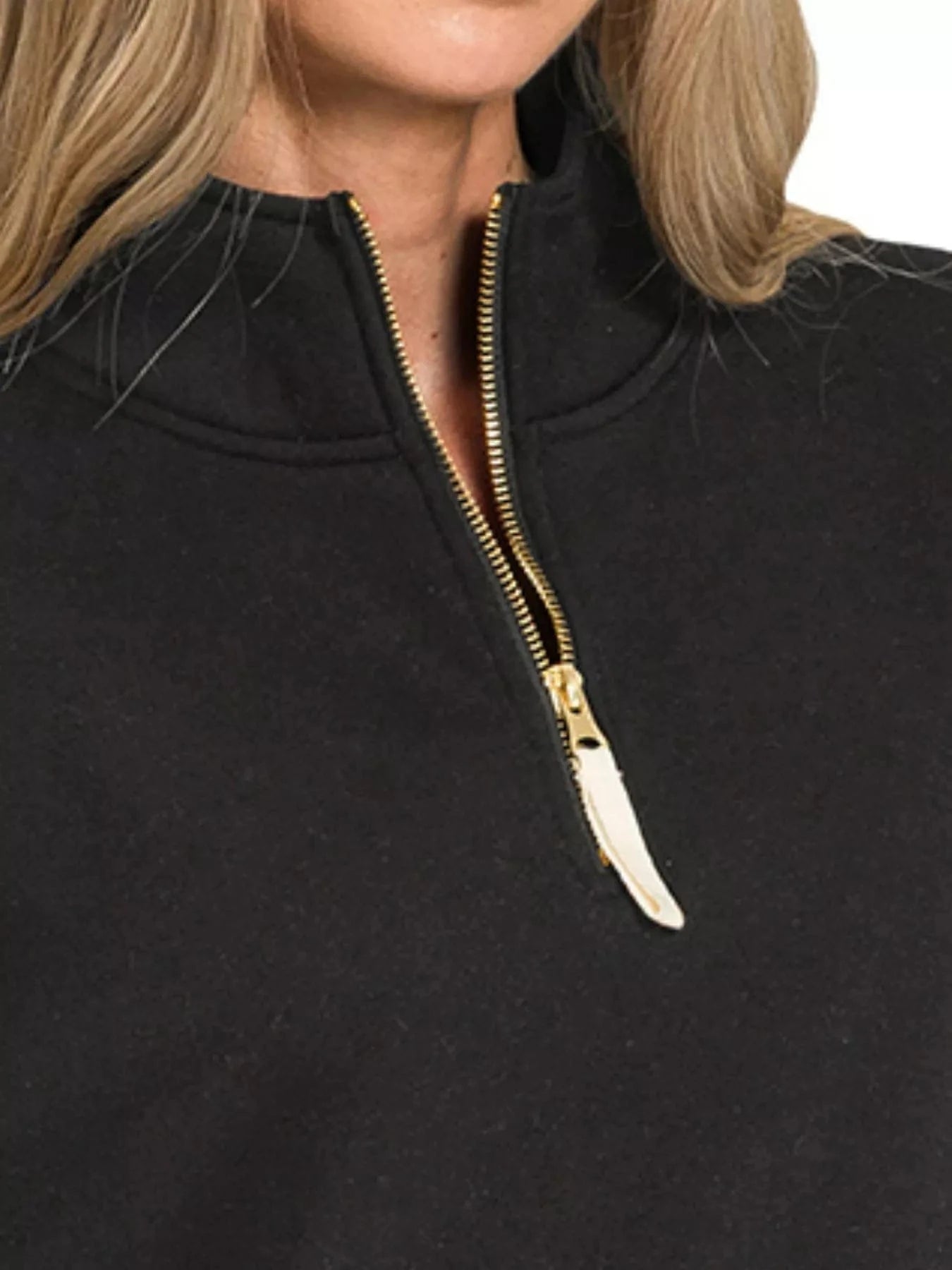 Zenana Fleece Half Zip Sweatshirt - Fashorio