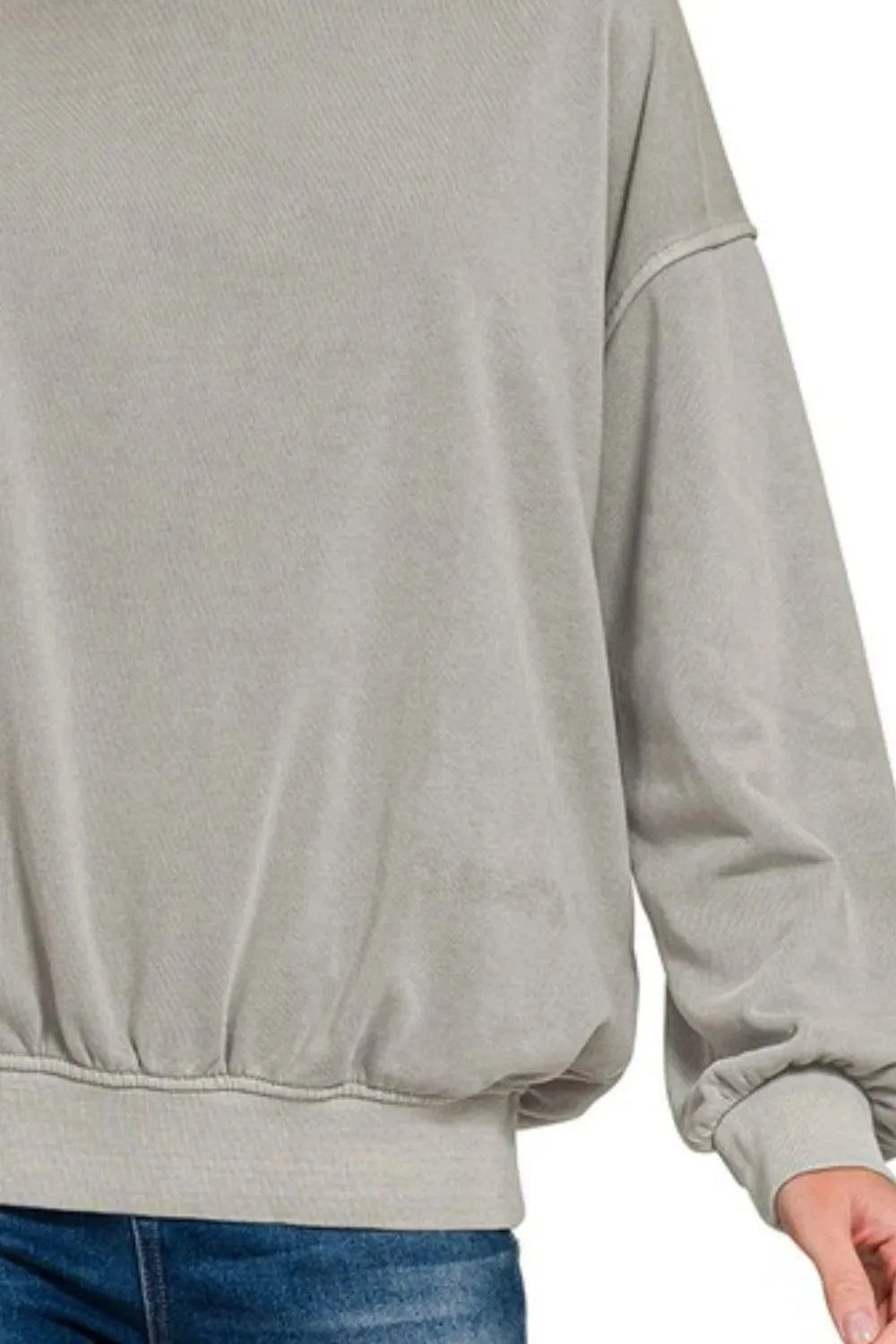 Zenana Soft Fleece Pigment Dye Round-neck Sweatshirts - Fashorio