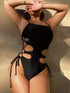 Fashorio Swimwear Black / S Cutout Lace-Up Spaghetti Strap One-Piece Swimsuit