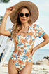 Fashorio Swimwear Cutout Printed Short Sleeve One-Piece Swimwear