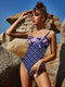 Fashorio Swimwear Dark Blue / S Printed Spaghetti Strap One-Piece Swimsuit
