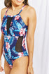 Fashorio Swimwear Floral Crisscross Spliced Mesh One-Piece Swimsuit
