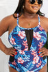 Fashorio Swimwear Floral Crisscross Spliced Mesh One-Piece Swimsuit