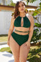 Fashorio Swimwear Green / 2XL Plus Size Cutout Tied Backless Bikini Set