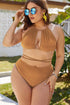 Fashorio Swimwear Plus Size Cutout Tied Backless Bikini Set