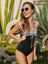 Fashorio Swimwear Printed V-Neck Sleeveless One-Piece Swimsuit